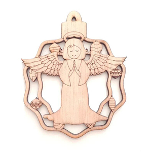 Adorno Navideño de Madera con Forma de Ángel, Decoración Tradicional Hecha a Mano, Forma Irregular - Product Image 1