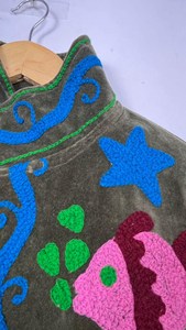 Chaqueta de Mujer con Bordado de Gato Colorido Estilo Vintage Funky, Abrigo Artístico Hecho a Mano, Estilo Boho Chic, Prenda de Moda Única para Invierno - Product Image 6