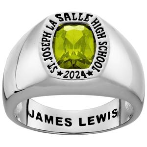 Bague de classe personnalisée en argent sterling 925 pour homme, avec pierre de naissance, bague de diplôme, bague pour lycéen ou étudiant universitaire - Product Image 3