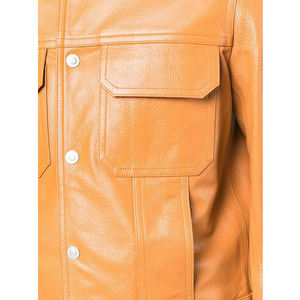 Chaqueta Camisera de Cuero PU Color Bronceado para Hombre, Cuello Camisero, Estilo Workwear, Cierre de Botones, Ropa de Otoño - Product Image 5