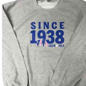 Sudadera de Cuello Redondo Jack and Jill Gris Desde 1938, Sudadera con Estampado Gráfico para Hombre y Mujer, Ropa Casual, Sudadera de Manga Larga - Product Image 4