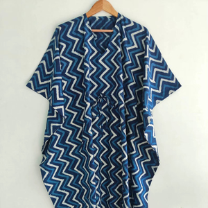 Robe Kaftan en Pur Coton pour Adultes, Style Streetwear d'Été, Tissu Tricoté, Taille Naturelle, Mode Estivale, Kaftan Imprimé - Product Image 1