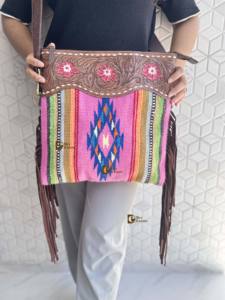 Bolsos de tela azteca bohemios con flecos y grabados a mano, estilo silla de montar, colección elegante, bolsos de gran venta para mujer - Product Image 5