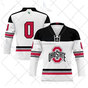 Best Quality Custom Made Ohio State Buckeyes Unisex Women's Hockey Jersey Breathable <b>White</b> Design with Front Logo - Product Image 2