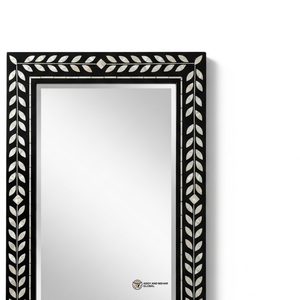Miroir mural carré de luxe en MDF, miroir décoratif Art Déco fait main avec cadre géométrique noir pour mariage - Product Image 3