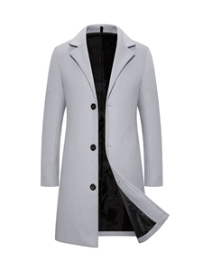 Plus Size <b>Men's</b> Blue Wool Overcoat Long Turn Down Collar Single <b>Breasted</b> Thick Winter <b>Coat</b> - Product Image 2