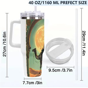 Stainless Steel Tumbler 40oz <b>Double</b> <b>Wall</b> Insulated Travel <b>Mug</b> With Handle For Hot Cold Drinks - Product Image 4