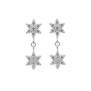 Boucles d'oreilles pendantes en or 14 carats avec diamants de laboratoire en grappe de 0,56 ct, motif étoile florale, pour femme, bijoux minimalistes élégants pour soirée - Product Image 3