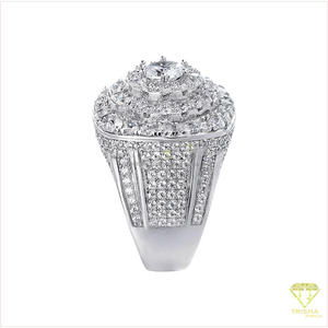 Anillo de plata 925 premium con diamante cultivado en laboratorio y centro con apariencia de cristal brillante para minoristas de joyería. - Product Image 3