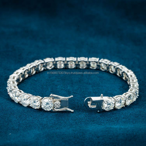 4,80 Ct redondo corte brillante diamante tenis pulsera 925 Starling plata Moisssanite diamante joyería - Product Image 4