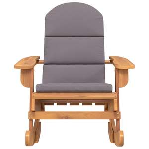 Fauteuil à bascule gris foncé avec structure en bois naturel pour usage extérieur - Product Image 3