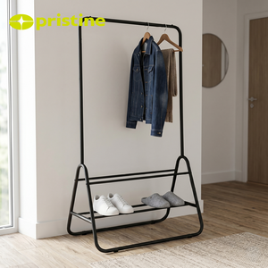 Perchero Metálico Moderno con 1 Estante, Mueble de Almacenamiento Independiente para Entrada, Sala de Estar y Dormitorio - Product Image 4