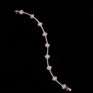 Pulsera de Cadena con Flores Chapada en Oro Rosa sobre Plata 925 con Piedras de Moissanita de Calidad VVS1, Joyería Clásica de Boda para Mujer - Product Image 1