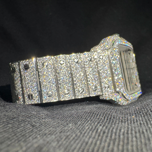 Montre intelligente étanche en acier inoxydable avec diamants Moissanite VVS de clarté, style antique, à quartz, pour hommes et femmes, directement de l'usine - Product Image 1