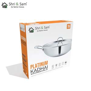 Kadhai en acier inoxydable épais avec couvercle en acier inoxydable Platinum Premium Cookware - Product Image 3