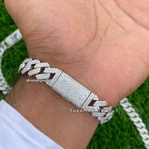 Hot Selling Iced 12mm 7inch Cuban Link Pass Moissanite Tester Hip Hop Children's 925 Silver Rhodium Plated Trendy Bracelet - Product Image 4