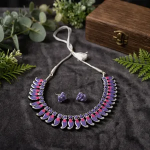 Parure de bijoux Angel 6 Arwena en laiton plaqué, motif goutte d'eau violette, écologique, collier et boucles d'oreilles assortis, idéale pour les cadeaux de fête - Product Image 5