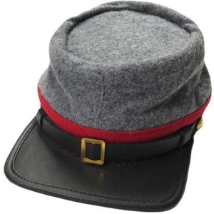 Vintage Wool Kepi Cap Felt Hat with American Reproduction Confederate Artillery Grey Wool Kepis Caps Hats - Product Image 1