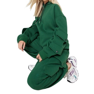 2025 derniers ensembles de vêtements de rue pour femmes deux pièces personnalisés en gros nouveaux sweats à capuche et survêtements de pantalon Cargo pour l'hiver - Product Image 3
