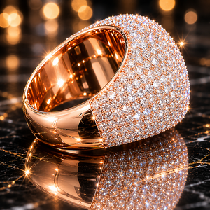 Newest Collection Round Cut Rose Gold Plated 925 Silver Hip Hop Moissanite <b>Ring</b> with VVS Clarity Trendy Men's <b>Indian</b> - Product Image 1