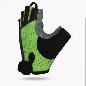 Gants de cyclisme unisexes à demi-doigts, noirs et verts, avec empiècements, ajustement universel, en PU, paume antidérapante, pour sports de plein air - Product Image 6