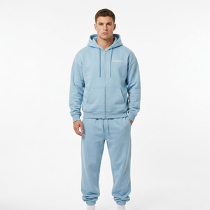 Hawk Eye Sports <b>Men's</b> Slim Fabric Fleece 300g Winter <b>Pullover</b> Hoodie Full-Length Button-Up Tracksuit Set Breathable - Product Image 1