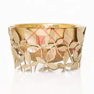 装饰金属Beal叶金碗，带Beal叶支架，用于家居装饰/最受欢迎的金片和蘸爆米花/奶酪碗