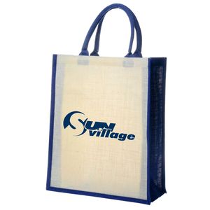 Vente en gros de sacs de courses extra-larges en tissu de jute 100% naturel, faits à la main, élégants, à rayures, durables, pour les courses - Product Image 2