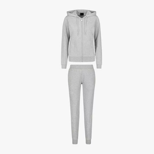 Ensemble jogging pour femme, 2 pièces, gris, sweat-shirt à capuche, ensemble décontracté en coton uni, manches longues, coupe ajustée, hiver, écologique - Product Image 3