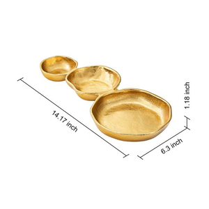 Metal Chic Cluster Bowl Silver 3-Compartment Textured Multi-Serving Tray Round Shape For Snacks, Dry Fruits And Nuts - Product Image 3