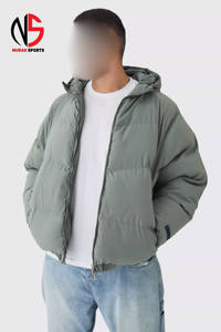 Veste matelassée à capuche pour homme, taille plus, coupe classique, de qualité supérieure, en gris, très chaude, coupe-vent, vêtement d'extérieur d'hiver, veste à bulles - Product Image 2