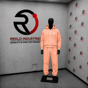 Peach Mens Tracksuit Custom Logo <b>Full</b> <b>Zip</b> <b>Hoodie</b> Jogger Pants Set Casual Streetwear Sportswear Two Piece Suit Wholesale OEM Wear - Product Image 3