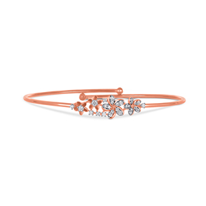 Bracelet en diamants floraux de qualité supérieure |   Bracelet ouvert en or rose pour femmes |   Bijoux élégants pour tous les jours - Product Image 2