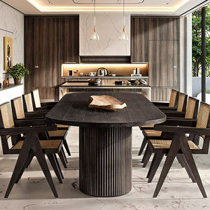 Table à manger rectangulaire moderne en bois massif Daystar Trade, 8 places, design mid-century, meuble de maison stable, assemblage requis - Product Image 4