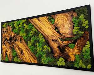 Panel de Arte Mural de Musgo de Madera de Lujo, Hecho a Mano, Decoración de Musgo Natural, Arte Rústico Inspirado en el Bosque, Decoración de Pared con Resina Epoxi - Product Image 6