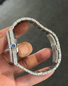Montre de luxe en diamant Moissanite VVS unisexe, entièrement sertie de diamants, bracelet en acier inoxydable, mouvement automatique mécanique, étanche - Product Image 3