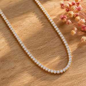 Luxury 10K 14K 18K Solid <b>Gold</b> <b>Tennis</b> <b>Necklace</b> Color E Clarity VVS Round Cut Lab Created Diamond <b>Tennis</b> <b>Necklace</b> Fine Jewelry - Product Image 3