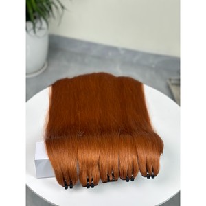 Mèches de cheveux humains vierges vietnamiens doublement étirées, lisses et brillantes, en trame plate, couleur gingembre cuivré, vente en gros - Product Image 2