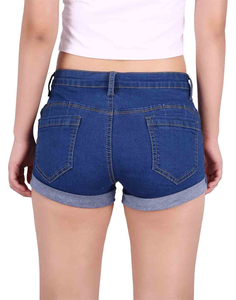 Shorts de Mezclilla para Mujer, Cintura Media, 100% Algodón Transpirable, Estilo Casual de Verano, Color Sólido, Venta al Por Mayor - Product Image 4