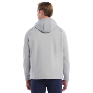Sudadera con Capucha para Hombre, Color Gris Claro, Cierre de Cremallera de un Cuarto, Manga Larga, Tejido Transpirable, Estilo Casual, Color Sólido - Product Image 3