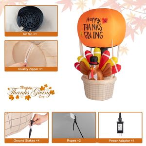 6ft 15W 5 LED Lights Turkey Hot Air Balloon Inflatable Outdoor Holiday Yard Decorations Garden Turkey Decoration - Product Image 5