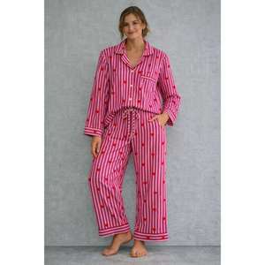 Conjunto de Pijama de Algodón Suave Estampado para Mujer, Ropa de Dormir Cómoda y Transpirable, Ropa de Casa Elegante para Damas - Product Image 1