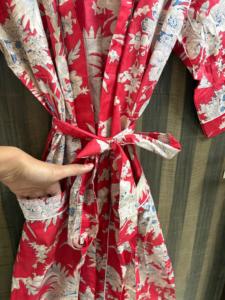 Bata Kimono Vintage con Estampado Floral para Mujer, Bata de Baño de Algodón Ligera y Transpirable con Cuello en V y Cierre con Cordón, Ropa de Estar por Casa para Verano - Product Image 3