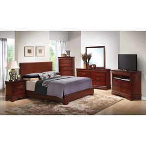 Letto matrimoniale Aaron G1855 QB di Glory Furniture, imbottito, colore marrone chiaro - Product Image 1