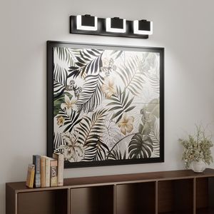 Modern 3-<b>Light</b> Black LED <b>Vanity</b> <b>Light</b> up and Down Wall <b>Light</b> Fixture for Bathroom 6000K for Over <b>Mirror</b> Lighting - Product Image 1