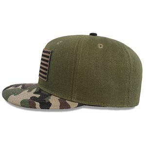 หมวกแก๊ปแบบ Snapback 6 แผง สีเขียวมะกอก ผ้าฝ้าย แต่งลายธงชาติอเมริกันด้านหน้า ปีกหมวกลายพราง สไตล์ลำลอง สำหรับผู้ใหญ่ - Product Image 3