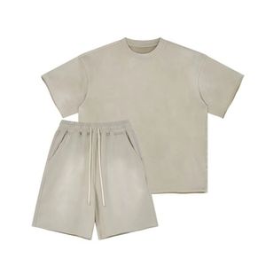 Tan Short <b>Set</b> Vintage Aesthetic 2 Piece Loungewear Soft Cotton 280gsm Boxy Fit Summer Co-ord Sustainable Fashion Apparel Outfit - Product Image 2