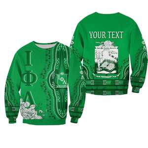 Sudadera Dashiki Personalizada Iota Phi Lambda, Verde Esmeralda, Diseño Africano con Rosas, Sudadera Personalizada para Hermandad Griega - Product Image 1