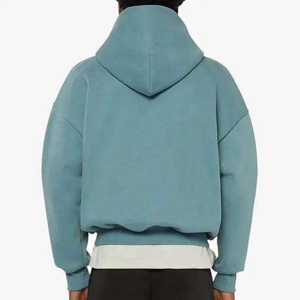 Sweat-shirt à capuche oversize, couleur unie, en molleton français, fermeture éclair, manches longues, unisexe, style automne - Product Image 3