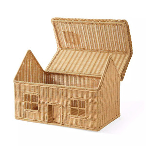 Graceful Rattan House Storage <b>Basket</b> Woven Organizer Box Decorative Toy Storage For Nursery Room Rustic Style Natural Material - Product Image 6